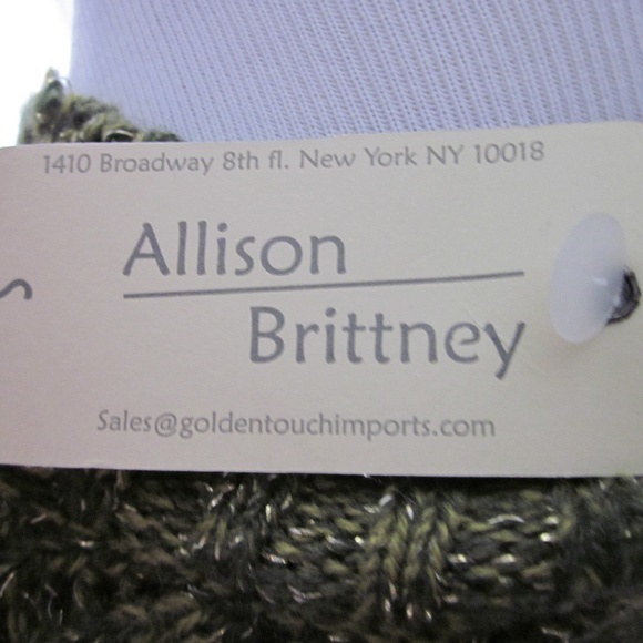 NWT! Allison Brittney Green & Gold Short-Sleeved Belted Sweater (S) - Picture 4 of 5